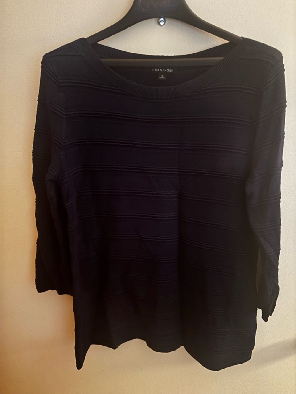 Hawthorn Navy Textured Knit Top